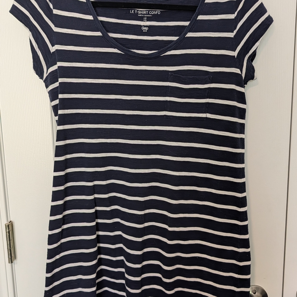 GAP Navy & White Striped Pocket Tee Dress